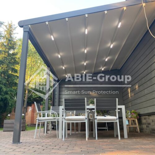 Фотографии выполненных работ компании «ABIE-GROUP» алюминиевой односкатной перголы. пос.Барвиха, Московской обл.