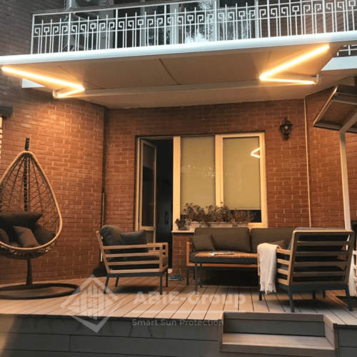 Фотографии выполненных работ компании «ABIE-GROUP» кассетной маркизы Cassette c led подсветкой. г.Королёв, Московской обл.